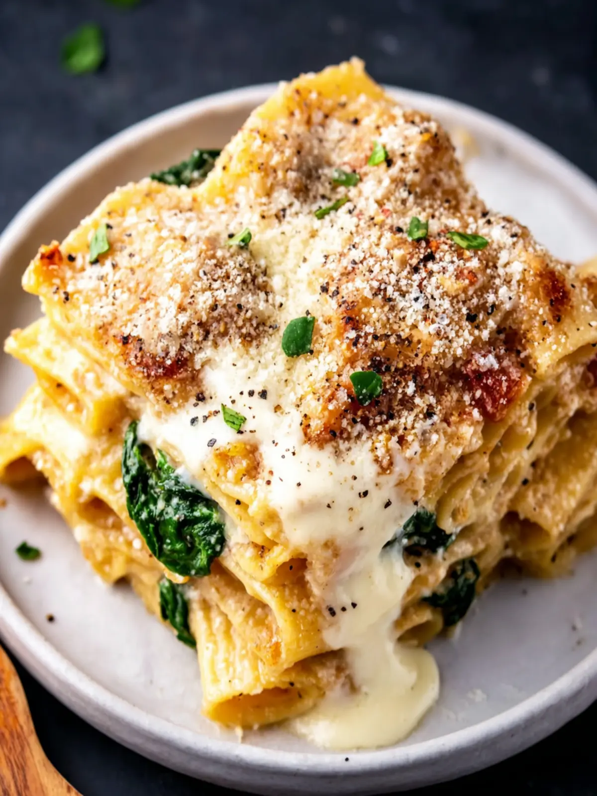 Caramelized Onion & Spinach Alfredo Bake Recipe First Image