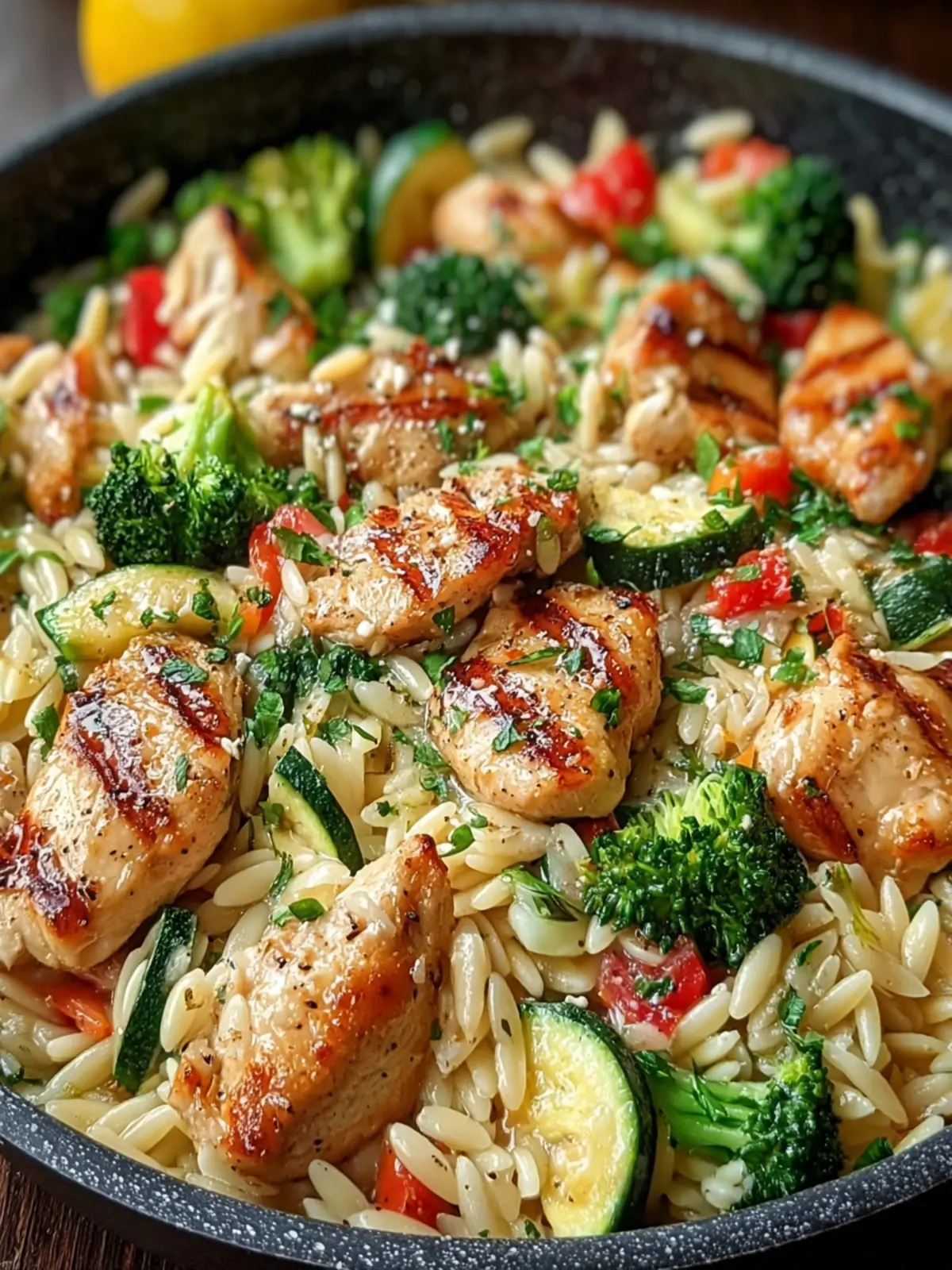 Lemon Chicken & Veggie Orzo Stir Fry Recipe First Image