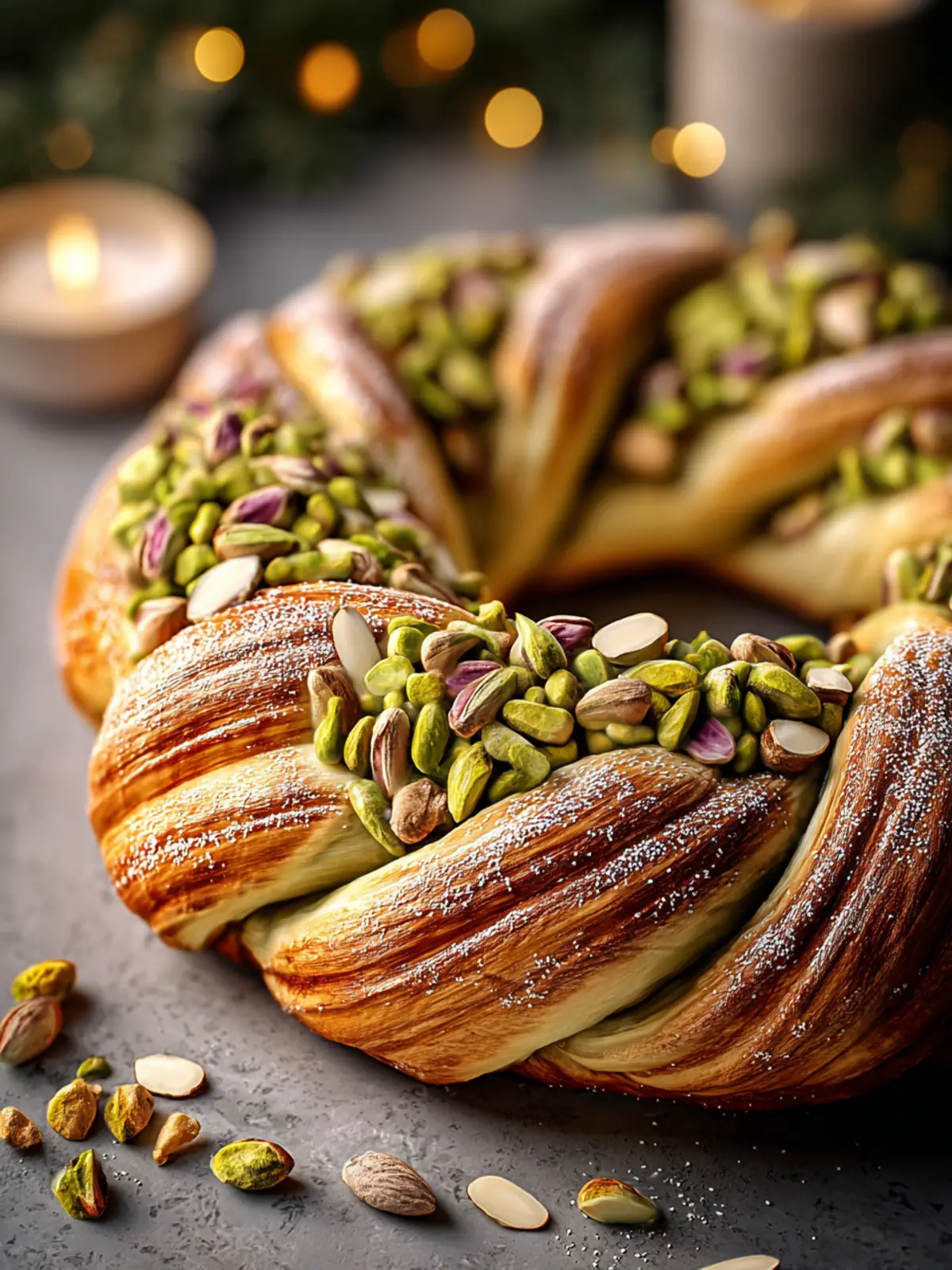 Pistachio Almond Sweet Bread Wreath First Image