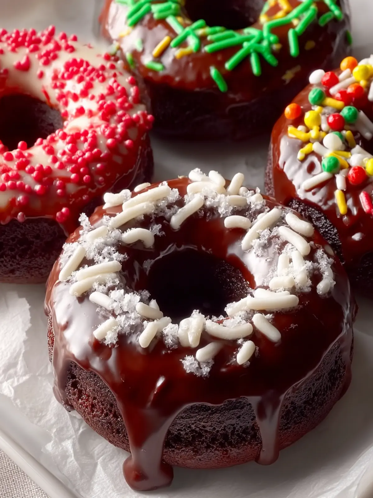 Mini Double Chocolate Cake Donuts First Image