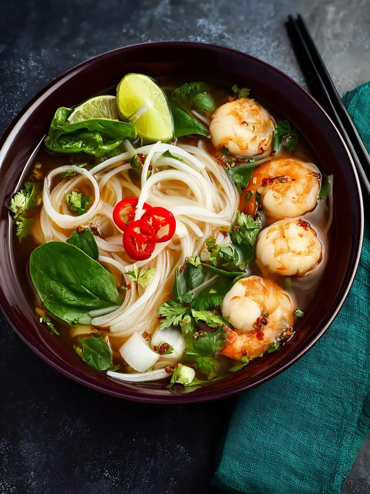 Seafood Pho Noodle Soup with Shrimp First Image