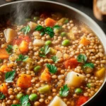 Vegetable Soup with Barley and Lentils Recipe First Image