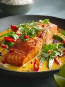 Red Curry Coconut and Coriander Salmon for a Tropical Escape First Image