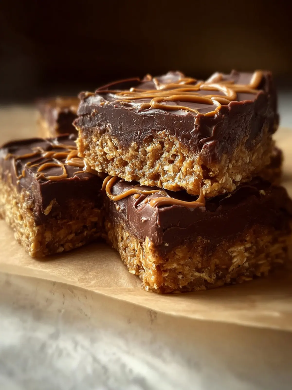Chocolate Peanut Butter Oatmeal Bars First Image