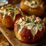 chicken alfredo garlic bread bowls First Image