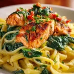 Salmon Spinach Pasta Dish First Image