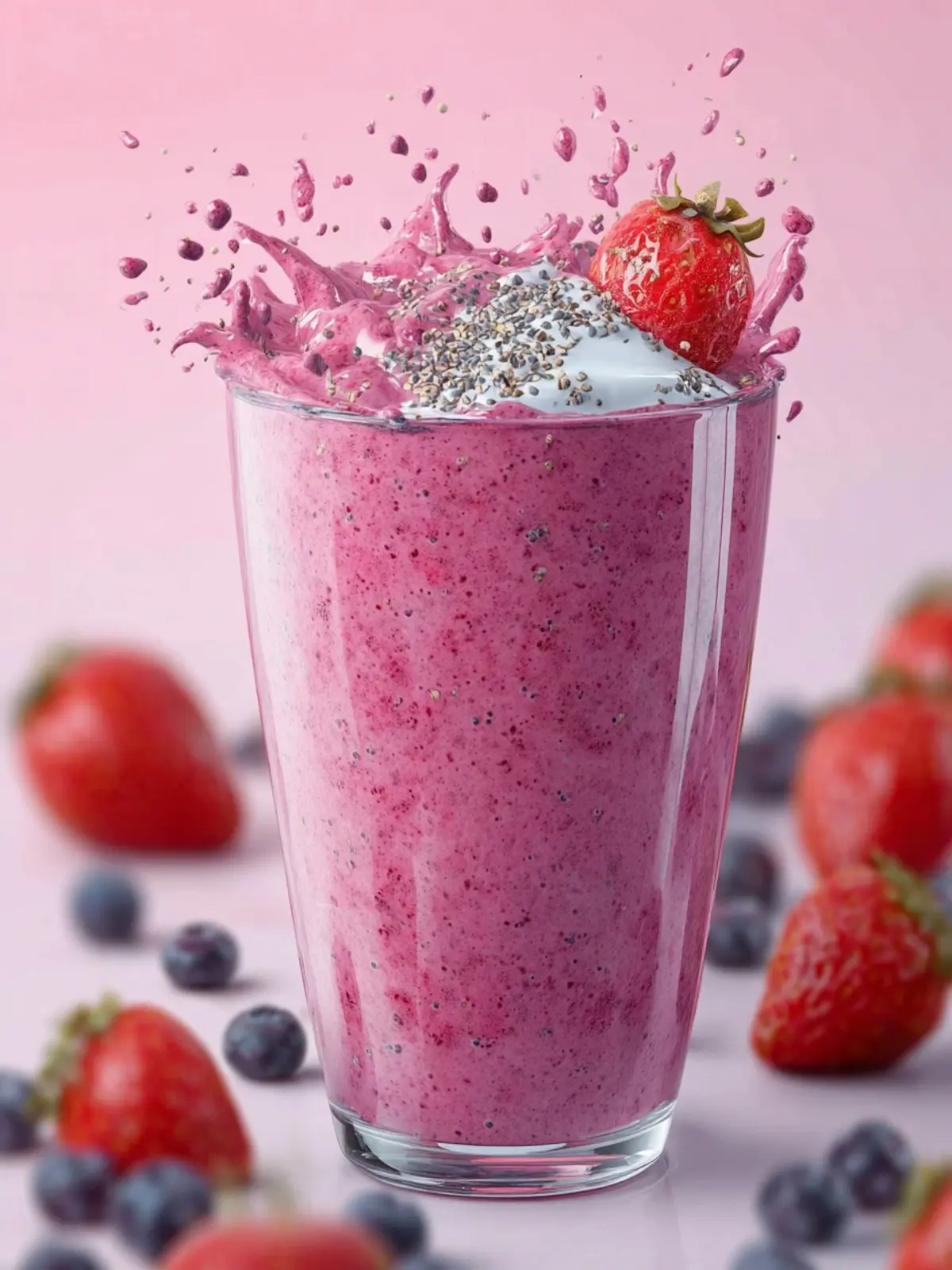 Strawberry Blueberry Smoothie with Greek Yogurt First Image